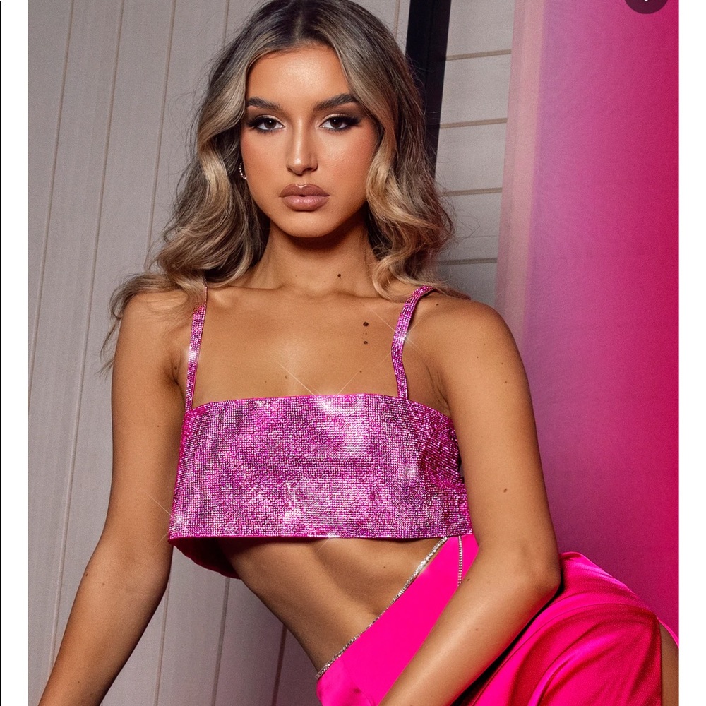 White Fox Boutique Sparkle Crop Top - NWOT